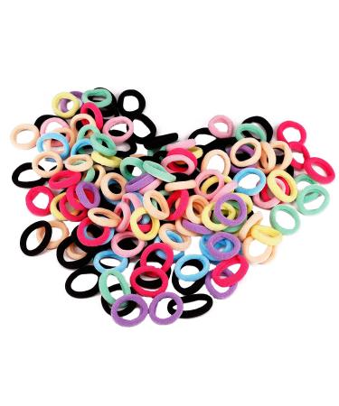 BEAUTOPE 400 Pcs Baby Hair Ties Soft Seamless Cotton Toddler Hair Ties for Girls  Multicolor and Black Kids Elastic Hair Bands No Damage Ponytail Holder (0.85-inch  200pcs colorful +200 Pcs Black) 0.85-inch 200pcs colorf...