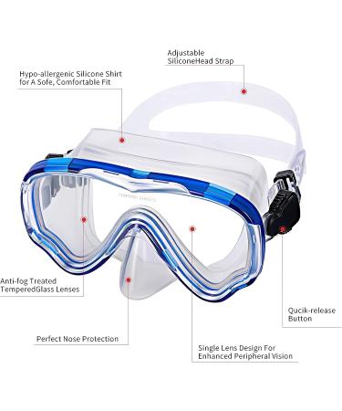 SwimStars Snorkel Set for Adults & Kids - Anti-Fog Mask with Adjustable Strap and Purge Valve Snorkel - Ideal for Snorkeling & Swimming - Adult Blue - Buy Online on GoSupps.com