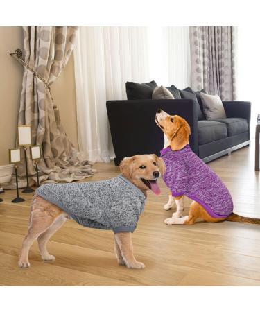 Ranypet 2 Pack Large Dog Sweater - Warm Thick Knitted Winter Clothing for Medium Dogs (3XL) - Purple & Gray - Buy Online on GoSupps.com