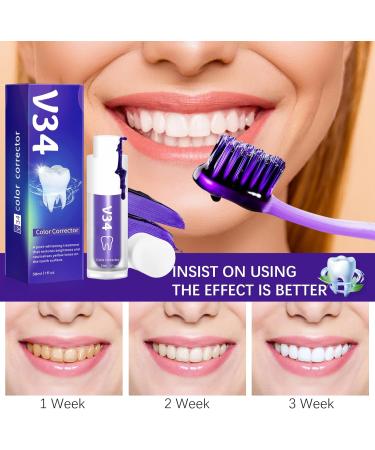 Purple Teeth Whitening Toothpaste | V34 Color Corrector for White Teeth & Gum Repair | Stain Removal for Yellow Teeth - Buy Online on GoSupps.com