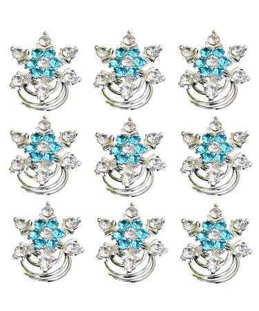 Yantu 10pcs Clear Crystal Blue Crystal Swirl Hair Twists Coils Spirals Hair Pin Clip Accessories