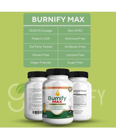 GREENVIFY Burnify Max Dietary Supplement Maximum Strength All Natural Ingredients 60 Capsules 30-Day Supply (1) - Buy Online on GoSupps.com