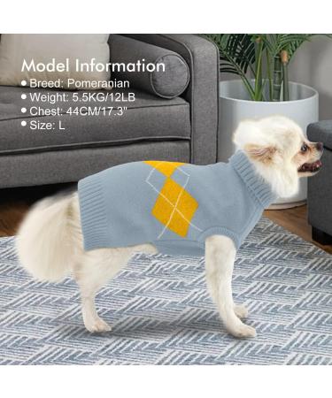Catwear Diamond Pattern Winter Dog Sweater | Soft Knitting Wool Pet Clothing for Cold Weather | XS Hazeblue - Buy Online on GoSupps.com