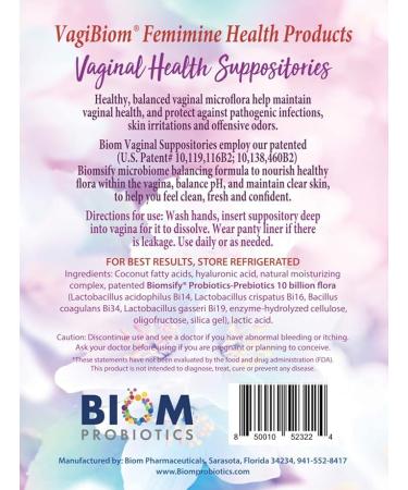 Biom Vaginal Probiotic Suppository: Natural Vaginal pH and Odor Control Regimen; Balance and Nourishes Vaginal Microbiome; No Parabens  Fragrance-Free (30) - Buy Online on GoSupps.com