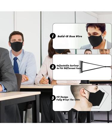 6PCS Reusable Breathable Washable 4 Layer Cloth Face Mask with Nose Wire - Adjustable Cotton Face Mask for Men and Women in Black - Buy Online on GoSupps.com