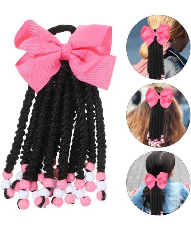 Bowknot Braided Ponytail Colored Braids Hair Extensions with Rubber Bands and Beads Ponytails Hair Bows Synthetic Hairpieces for Women Girls Party Highlights Cosplay Dress Up - Buy Online on GoSupps.com