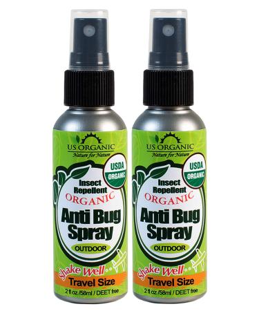 US Organic Mosquito Repellent Anti Bug Outdoor Pump Sprays, USDA Certification, Cruelty Free, Proven Results by Lab Testing, Deet-Free (2 oz - Value 2 Pack) Travel Size 2 Fl Oz (Pack of 2)