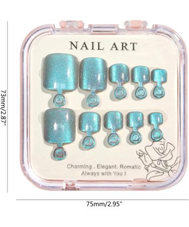 FEIlei Crystal Cat Eye Shining Diamond Foot Nail Patches Handmade Wearing Short Press on Nails for Toes Decoration 5# - Buy Online on GoSupps.com