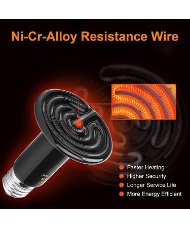 100W 2PACK Black Ceramic Heat Lamp Bulb Infrared Reptile Heat Emitter Bulbs Heater Lamp for Pet Brooder Coop Chicken Lizard Bearded Dragon Turtle Snake Aquarium No Light No Harm (100W-2PCS) - Buy Online on GoSupps.com