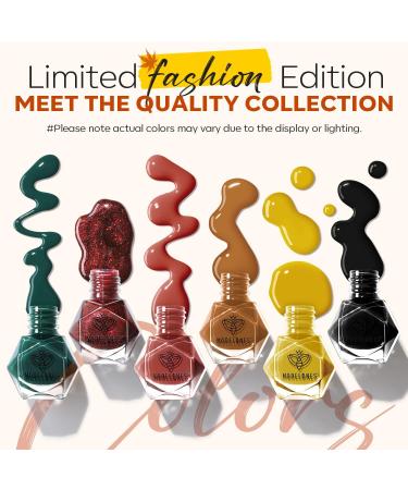 Modelones Nail Polish Set 6 Colors Fall Winter Yellow Orange Nail Polish Kit Quick Dry Nail Polish Black Green Long Lasting Nail Polish Manicure Diy Home Salon For Women Red Green Orange - Buy Online on GoSupps.com