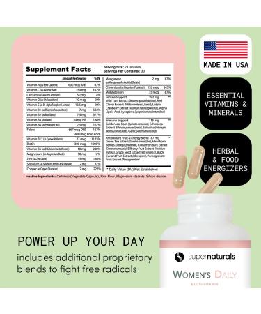 Super Naturals Health Multivitamin for Women Immune Defense Supplement Multivitamin Capsules Vegan Supplements for Women - 60 Capsules - Buy Online on GoSupps.com