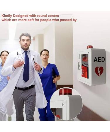 Qianmei AED Cabinet - Metal Defibrillator Storage with Alarm & Light | Universal Fit for Cardiac Science - 36x20x40 cm - Buy Online on GoSupps.com