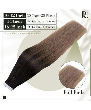 Runature 30cm Tape-In Extensions | Real Hair Balayage Brown & Blonde Ombre | Remy 20pcs 30g #2/6/18 - Buy Online on GoSupps.com