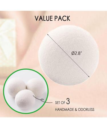 Buy XL Wool Dryer Balls - 3 Count Reusable Natural Fabric Softener for Eco-Friendly Laundry | Essential Oils & Lint Removal - Buy Online on GoSupps.com