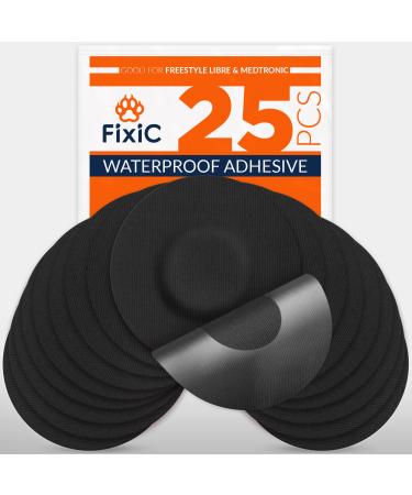 Fixic Freestyle Adhesive Patch 25 PCS – Good for Libre – Enlite – Guardian – NO Glue in The Center of The Patch – Pre-Cut Back Paper – Long Fixation for Your Sensor! (Black) - Buy Online on GoSupps.com