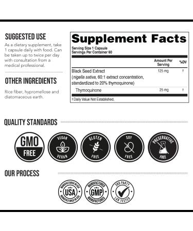 20% Thymoquinone Black Seed Oil Extract Capsules - TQ-Advanced 4X | 60 Capsules | Vegan | Raw Form | Glass Bottle - Buy Online on GoSupps.com