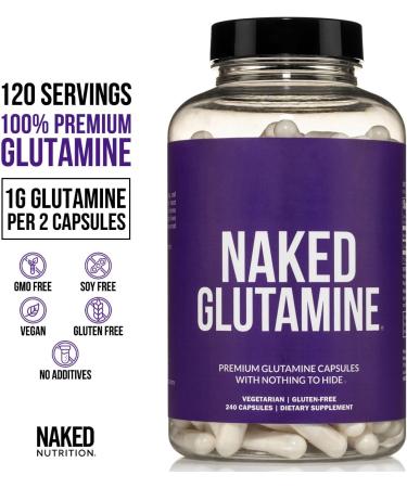 NAKED Pure Micronized Creatine Monohydrate 200 Servings + Pure L-Glutamine 240 Capsules Bundle: Vegan Non-GMO Gluten Free. Minimize Muscle Breakdown & Improve Protein Synthesis. Nothing Artificial - Buy Online on GoSupps.com