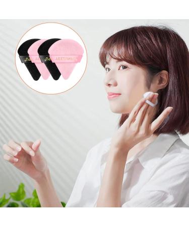 Triangle Powder Puff Set | 12 Soft Cotton Velour Makeup Puffs for Loose & Mineral Powder | Black & Pink Cosmetic Tool - Buy Online on GoSupps.com