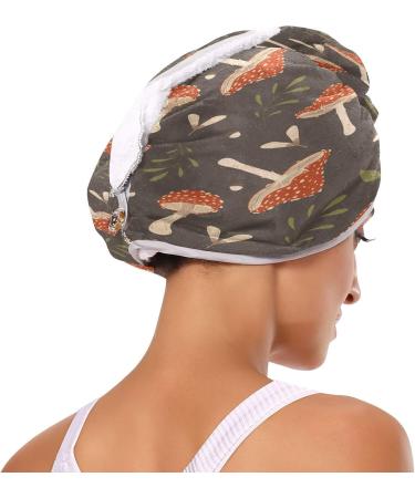 Super Absorbent Mushrooms Leaves Dry Hair Cap | 2-Piece Quick Drying Towel Set with Button Headband - Soft & Comfortable for All Hair Types - Buy Online on GoSupps.com