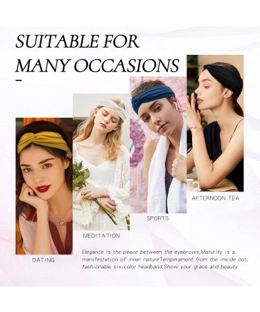 Kavya Wide Boho Headbands for Women - 6 Pack Multicoloured Hair Bands for Yoga and Sports - Buy Online on GoSupps.com