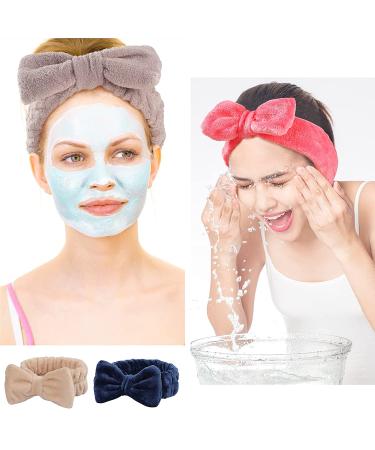 6 Pack Coral Fleece Spa Headbands for Women & Girls - Bow Makeup & Facial Headbands for Washing Face - Terry Cloth Headbands for Face Wash - Buy Online on GoSupps.com