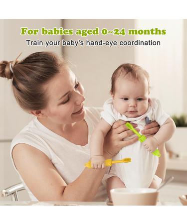 CLdy Baby Biting Toys - BPA-Free Silicone Teething Rings & Toothbrushes for Babies 3+ Months - Stimulate & Massage Gums (Yellow-Green 2 Pieces) - Buy Online on GoSupps.com