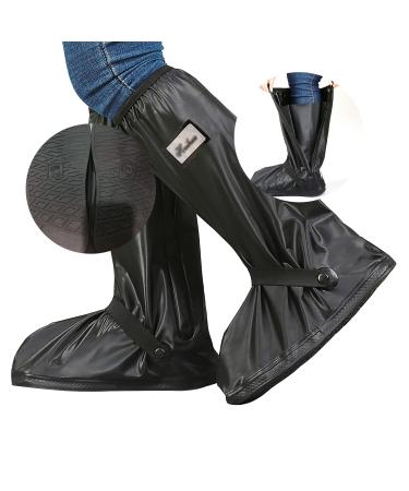 SooGree Waterproof Rain Shoe Covers Men Reusable Foldable Rain Snow Boot Shoe Covers with Reflector Non Slip Shoe Protector for Raining Day,Cycling,Gardening,Fishing,Hiking, Farming Black X-Large