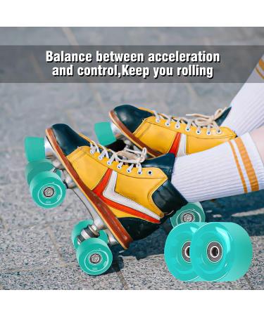 Nezylaf 8 Pack 32x58mm Cyan Quad Roller Skate Wheels with Bearings - Outdoor/Indoor Skating Replacement Kit w/ 2 Toe Stoppers - Buy Online on GoSupps.com