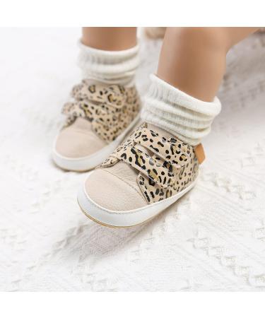 MK Matt Keely Baby Girl First Walking Shoes | Anti-Slip Soft PU Leather Sneakers | Infant Toddler 12-18 Months | Leopard Print - Buy Online on GoSupps.com