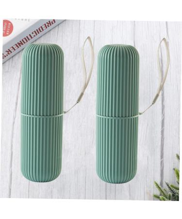 Beavorty Toothpaste Brush Container - 2 Piece Travel Tooth Cleaning Organizer in Green 5.5x5.5x19cm | International Shipping Available - Buy Online on GoSupps.com