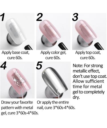 U-Shinein 15ml Metallic Painting Gel Silver Metal Nail Gel Upgrade Painted Gel Mirror Nail Painting Gel 3D Metal Painting Gel DIY Drawing Nail Art Manicure Sliver - Buy Online on GoSupps.com