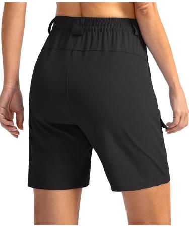 Women's Quick Dry Lightweight Hiking Cargo Shorts - Black, Size Large | Zipper Pockets for Golf, Walking & Casual Wear - Buy Online on GoSupps.com
