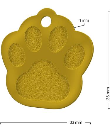 Personalized Gold Dog Tag Paw - Custom Engraving | Large 33mm | International Shipping - Buy Online on GoSupps.com