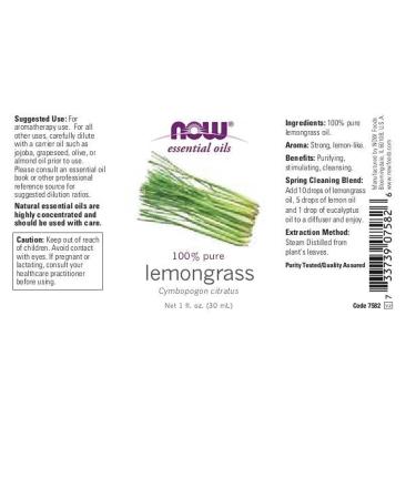 Now Foods Lemongrass Oil 1 oz - Pack of 3 | Pure & Natural Essential Oil - Buy Online on GoSupps.com