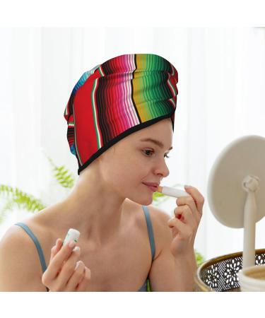 Hair Towel Wrap - Quick Drying Towel Turban with Button | Mexican Serape Stripes - Buy Online on GoSupps.com
