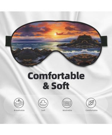 Ireland Sunset Seascape Print Eye Mask | Ultra-Soft Light-Blocking for Restful Sleep | International Shipping Available - Buy Online on GoSupps.com