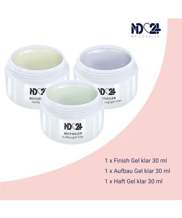 ND24 Naildesign Gel Set - 3x30ml Adhesive Assembly & Finish Sealer Gel for Professional Nail Art | Made in Germany | Ideal for Beginners - Buy Online on GoSupps.com
