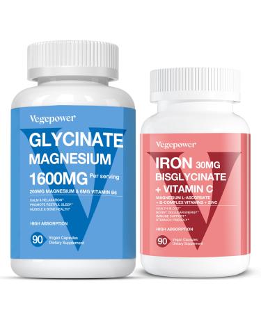 Bisglycinate Iron + Magnesium with Vitamins 180 Capsules