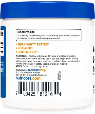 Nutricost Acetyl L-Carnitine - Pack of 2 - 3.5 Oz. - Buy Online on GoSupps.com