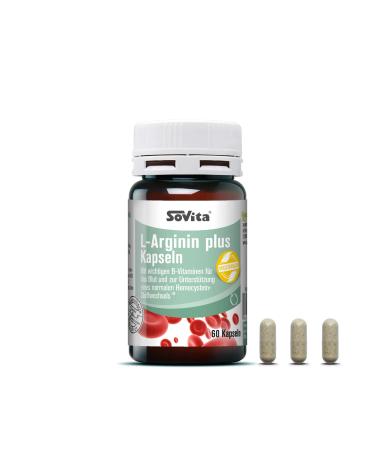 Sovita L-Arginine plus capsules |With important B vitamins for the blood and to support a normal homocysteine metabolism |Dietary supplement |60 capsules