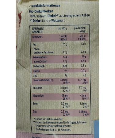 K lln 4502113669 Dinkelkorn Flocks Zart (450 g) - Buy Online on GoSupps.com