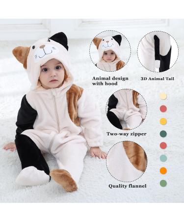 Doladola Unisex Baby Onesie | Animal Cartoon Cat Jumpsuit Romper | Toddler Hooded Outfit 6-12 Months - Beige Cat - Buy Online on GoSupps.com