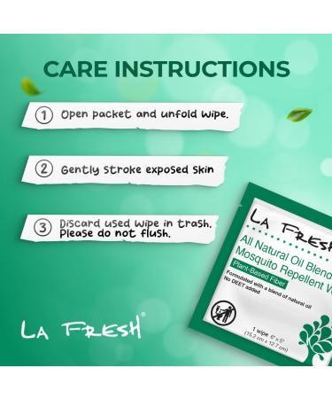 La Fresh Mosquito Repellent Wipes - Natural, Deet-Free, Long-Lasting (Individually Wrapped) - Buy Online on GoSupps.com