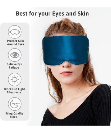 ATreebag Mulberry Silk Sleep Mask for Men & Women - Adjustable Blackout Eye Cover in Peacock Blue - Ideal for Sleep, Travel, Yoga - Large Size - Buy Online on GoSupps.com