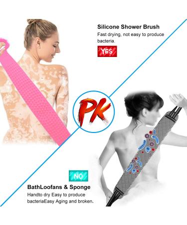 Silicone Back Cleaning Brush | Soft Massage & Exfoliating Brush for Shower | Shower Gel Body Brush - Pink (30 inch) - Buy Online on GoSupps.com
