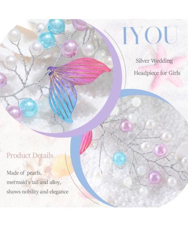 IYOU Mermaid Wedding Hair Vines Silver Pearl Headband Beads Princess Bridal Headpiece Hair Accessories for Flower Girls - Buy Online on GoSupps.com