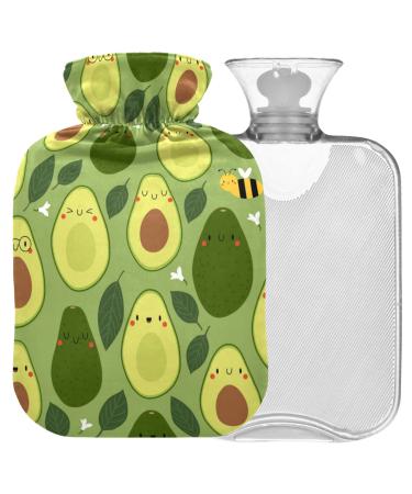 Naanle avocado Bee hot water bottle with reference transparent hot water bottle 1l heat bottle for bed handfoot heat pain relief heat and cold therapy
