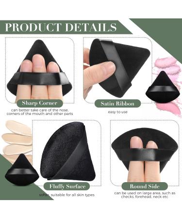 Triangle Makeup Sponge Set - 4 Pcs for Cosmetics, Face & Body Powder - Black Velvet Puffs for Dry/Wet Application - Buy Online on GoSupps.com