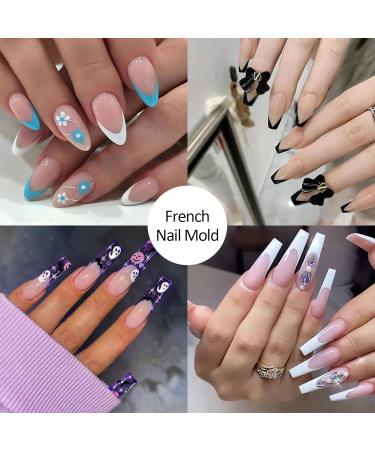 U-Shinein French Dual Nail Shape Set Nail Extension Mold & French Pads Reusable Silicone Nail Stencils French Forms Stickers Nail Tips French Nails Stencil for Nail Art Manicure Nail Design 01 1 ml (Pack of 1) - Buy Online on GoSupps.com
