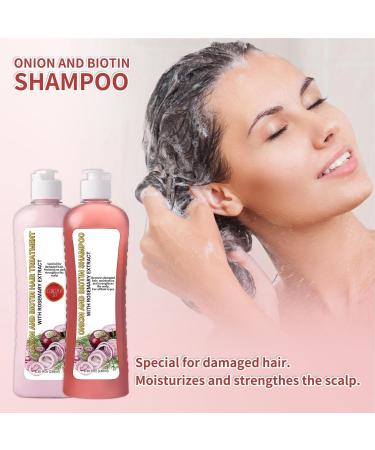 Onion Biotin and Rosemary Shampoo and Treatments Set Onion Shampoo With Biotin Rosemary Onion Shampoo for Stronger Thicker and Longer Hair Soft Shine Hair Growth 248ml - Buy Online on GoSupps.com
